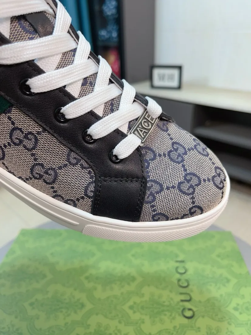 Men's shoes 💰440🌹🌹GUCCI [Gucci] New high-top men's shoes, a high-end brand, the latest fashionable casual men's shoes, trendy and versatile, relaxed and sporty style, uppers imported from Italy, first-layer cowhide, genuine leather lining, and ultra-fine workmanship. Original personalized fashionable rubber wear-resistant outsole, light and comfortable on the foot, size 38-44